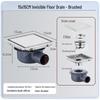 15x15 Odor-Proof Invisible Floor Drain, 304 Stainless Steel, Concealed for Bathroom or Shower Room