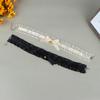 Elegant Lace Bowkot Choker Necklace Gothic Collar Necklace with Bells Vintage Choker Short Chain Necklace Jewelry