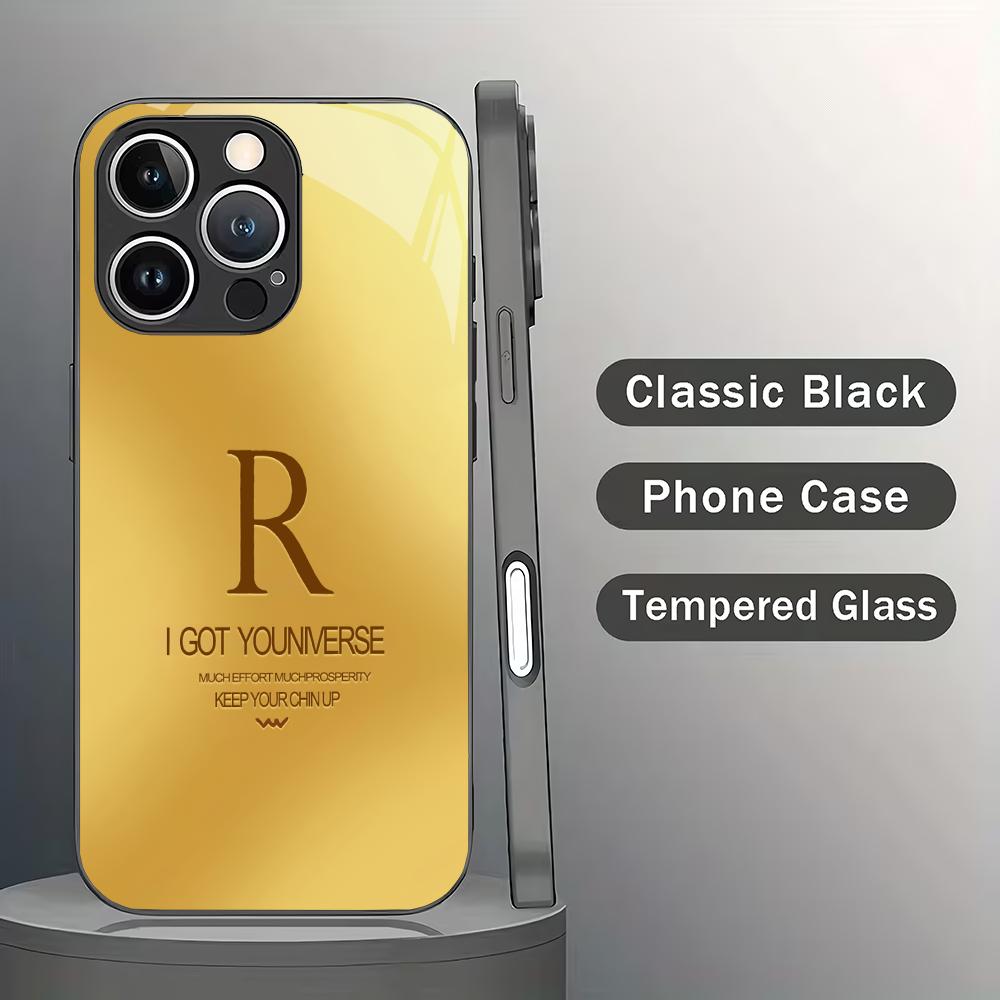 

Creative letter R design tempered glass mobile phone case suitable for iPhone17/16/15/14/13/12/11Pro Max all-inclusive anti-fall iPhone 16