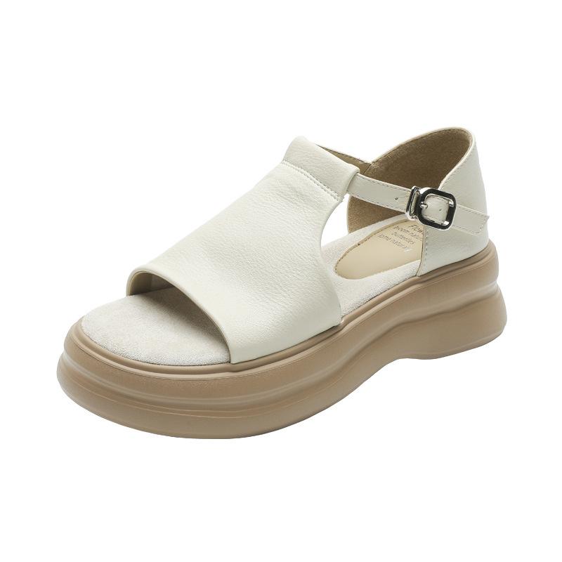 Punkt! Einwort-Schnalle mit Plateausandalen Damen Sommer neu lässig Oberbekleidung erhöht flachsohlige weichsohlige Tasche und Sandalen