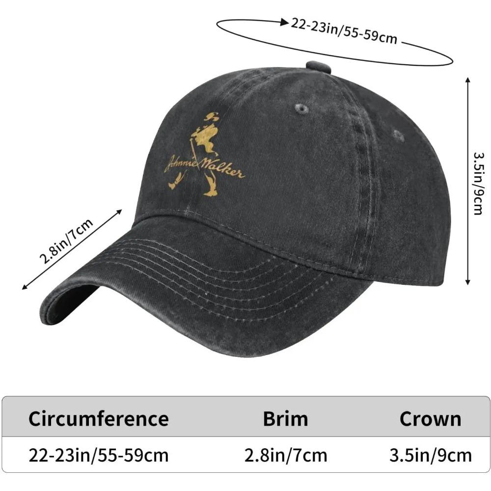 ISILA Johnnie Music and Walker Cap Unisex Adjustable Hip-Hop Fashion Washed Denim Caps for Outdoor Black