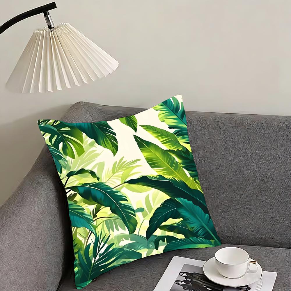 Palm Leaves Fashion Cushion Cover Pillowcase Ultra Soft Skin Friendly Fabric Cloud Like Comfort  Concealed Zipper