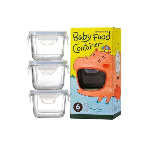 Glasslock Baby Food Container Set (3pcs) (Square)