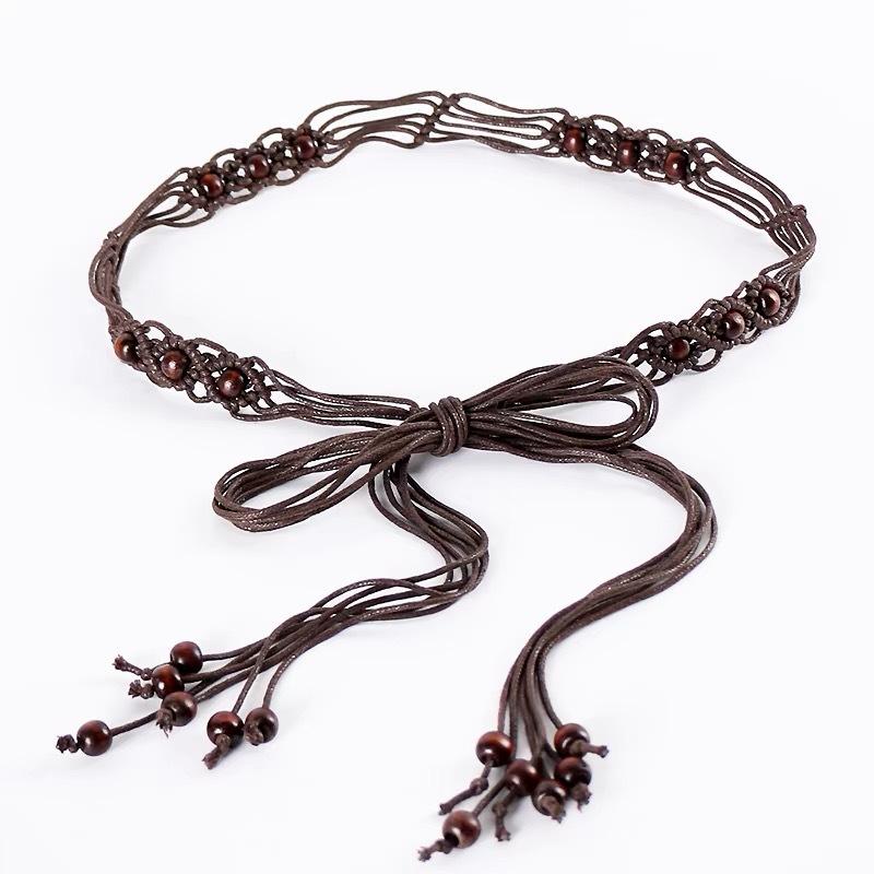 Ethnic Style Woven Women'S Belt With Skirt Retro Fringed Decorative Thin Waist Chain Dress Waist Personalized Accessories