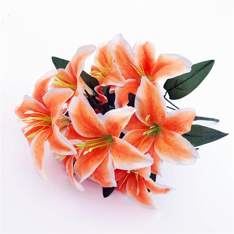 Lush 45cm 10 Heads Artificial Stargazer Lilies Silk Flower Bouquet For Vibrant Decor