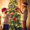 20/5PCS Artificial Glitter Christmas Flowers with Clip Xmas Tree Hanging Ornament Fake Flower New Year Party Home Decor Supplies