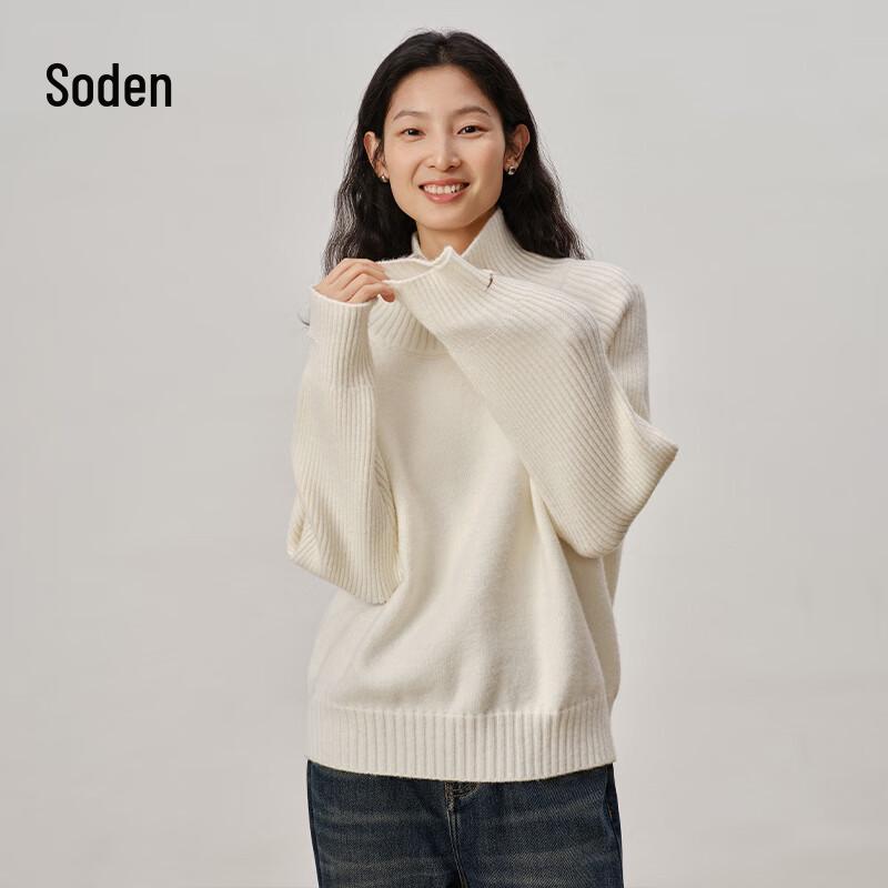 Women s Solid Mock Neck Knit Sweater S