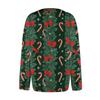 Damen Weihnachtsdruck Langarm Strick Cardigan Knopfleiste Pullover Mantel für Feiertage