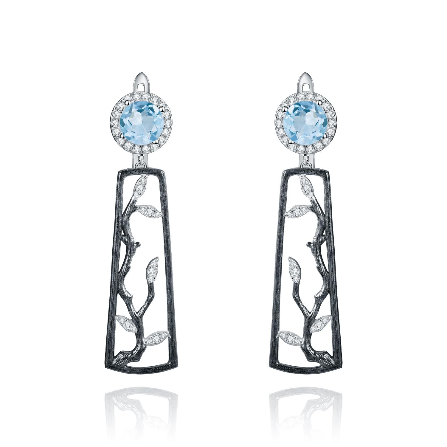 

Оригинальные дизайнерские серьги с натуральным аметистом, зимние серьги из стерлингового серебра 925 пробы со сливой, серьги с драгоценными камнями