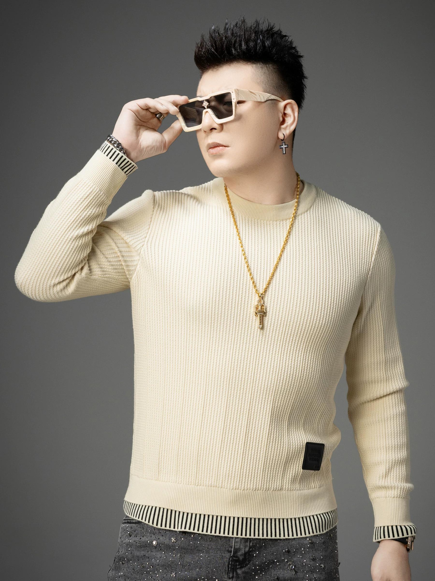 

European High-End Round-Neck Sweater for Men, New Autumn and Winter Fashion Brand Long-Sleeve Knitwear, Men s Casual Warm Base Layer Shirt L чёрный