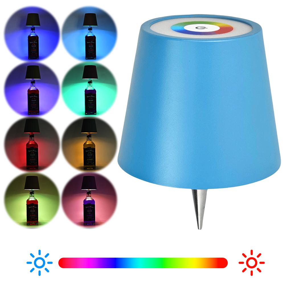 LED Table Lamp Rechargeable RGB Bottle Lamp 2000mAh Dimmable Cordless Bottle Light for Bedroom Restaurant & Bar Christmas Gifts