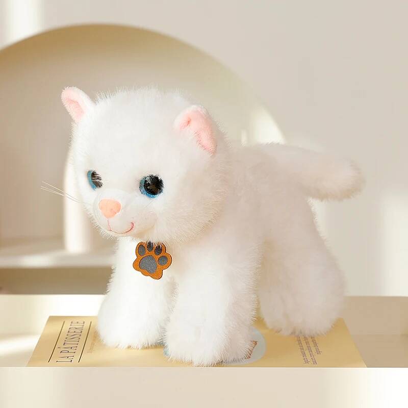 20cm Lifelike Big Eyed Cat Plush Toy Soft Stuffed 4 Colour Realistic Cat Plush Doll Girls Valentine's Day Gift Kid Birthday Gift
