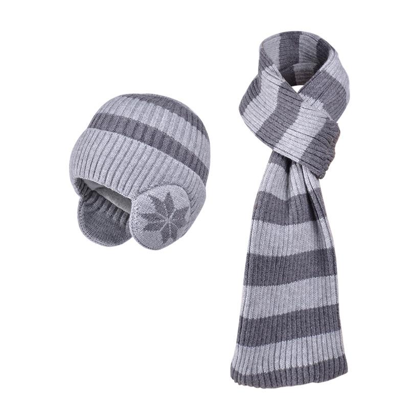 New winter hat, scarf set, men's and women's outdoor windproof ear protectors, pullover hat, fleece warm knitted wool hat