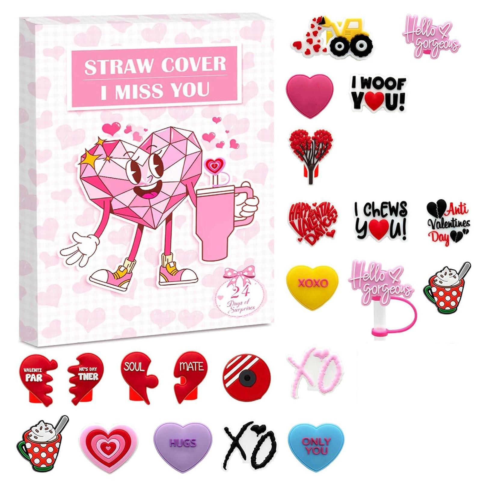 

3D Адвент-календарь, 24 дня соломинок-топперов 10 мм для тамблеров 30 унций и 40 унций, подарки для отсчета для мужчин, женщин, мальчиков, девочек и взрослых One Size