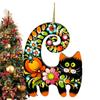 Enfeite de Natal de Gato de Madeira Pintado à Mão Enfeite de Natal de Gato Criativo de Madeira Fofo Enfeites de Natal Pintados à Mão Para Casa
