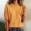 Maglione da Donna a Maniche Corte con Scollo e Lavorazione a Intreccio Maglia Colorata per Uso Casual