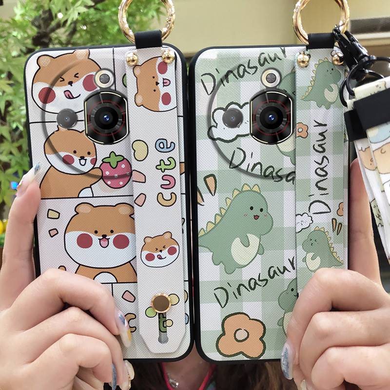 Back Cover Dirt-resistant Phone Case For ZTE Nubia Focus Pro 5G Cute Wrist Strap Lanyard Cartoon Phone Holder Anti-dust