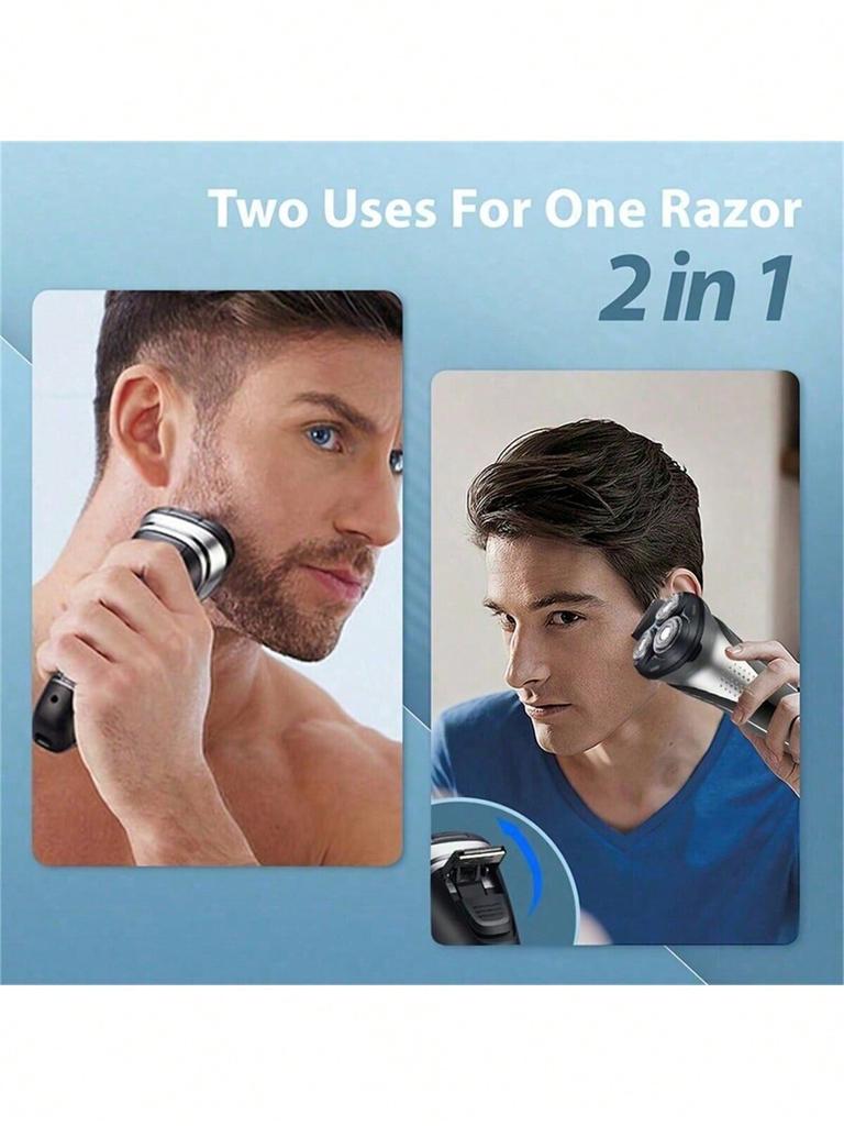 Men's rechargeable electric shaver - dry and wet shaving LED display screen, travel lock, and Father's Day gift creativity,