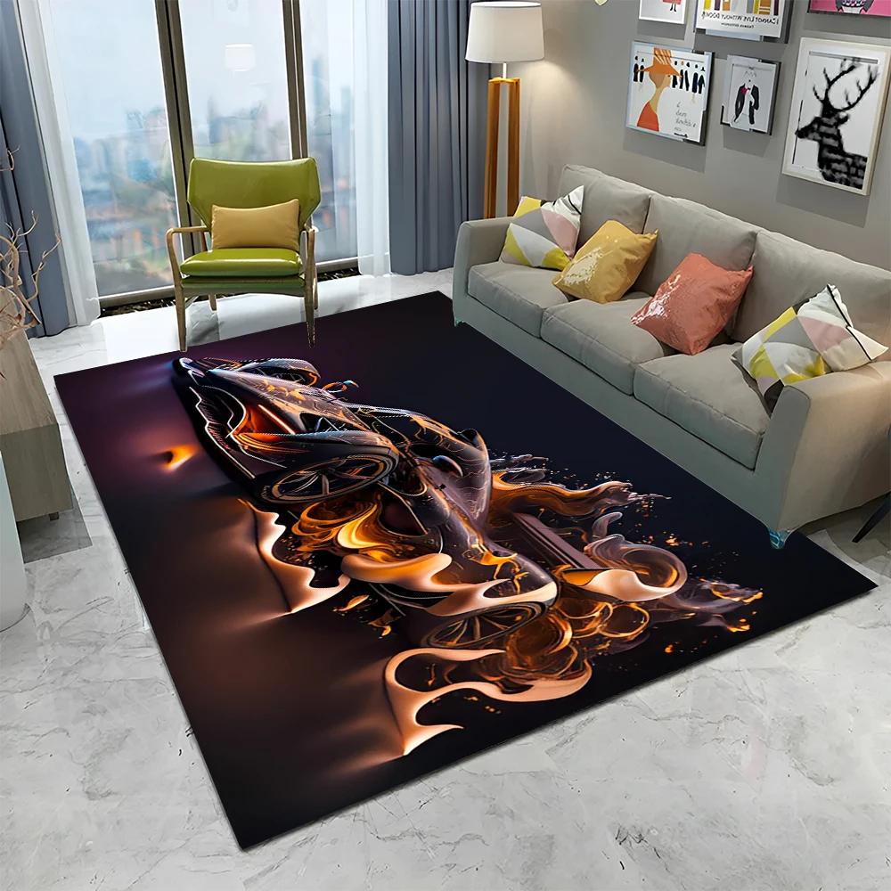 3D Toekomstige Sportwagen HD Concept Auto Cartoon Tapijt Vloerkleed voor Huis Woonkamer Slaapkamer Bank Deurmat Decoratie, Kinderen Antislip Vloermat