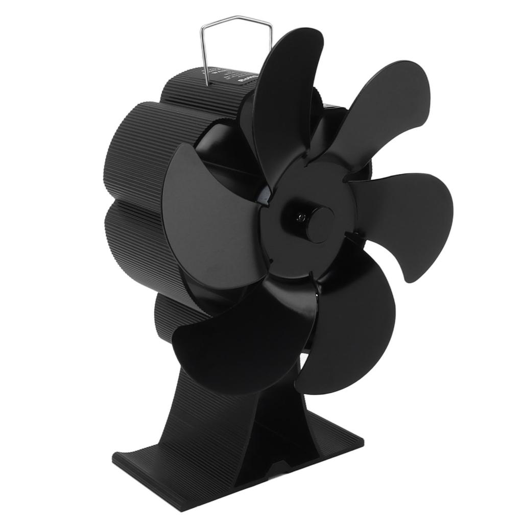 Black 6 Blade Heat Powered Stove Fan Thermodynamically Driven Fireplace Fan for Heat Dissipation