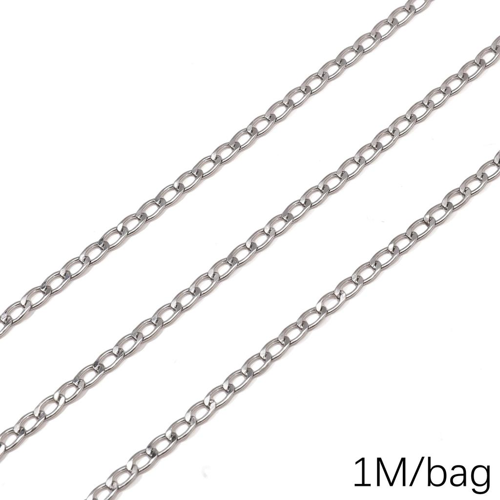 Chaîne Cœur en Acier Inoxydable de 0,5/1 Mètre Chaîne Cubaine Chaîne Punk de Base pour la Fabrication de Colliers Bracelets Bijoux Accessoires