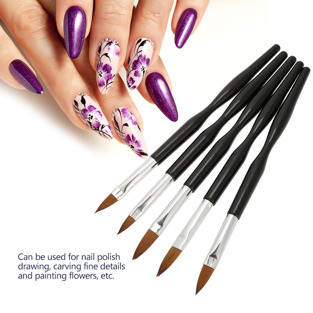 5pcs Nail Art UV Gel Polish Carving Drawing Painting Pen Brush Nail Art Brush Set Manicure Tool