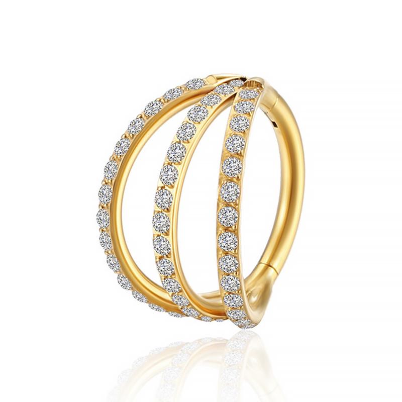 Stainless Stee Piercing Hinged Segment Hoops CZ Stone Nose Rings Ear Cartilage Tragus Helix Earrings Piercing Body Jewelry