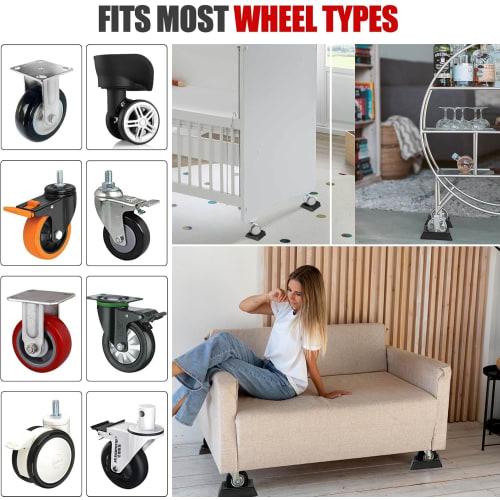 JUTOSU Caster Stoppers, Set of 4, Rubber Caster Chair Stoppers, Anti-Slip, Quiet, Vibration Absorbing, Scratch-Resistant, Protective Pads for Furnitur