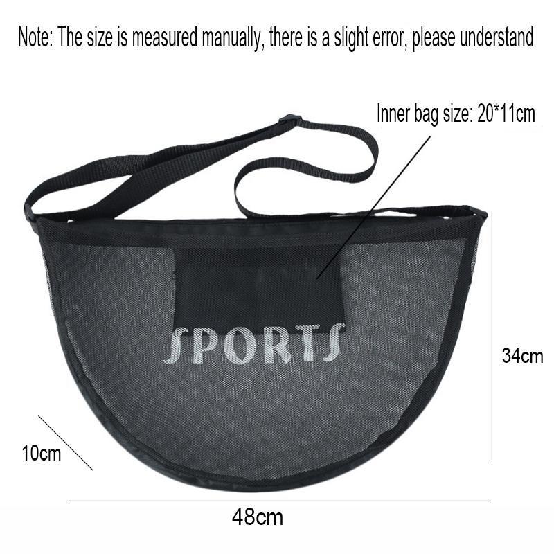 1pcs Adjustable Basketball Mesh Bag Mesh Fabric Single Shoulder Crossbody Ball Bag Zipper Pocket Handbag