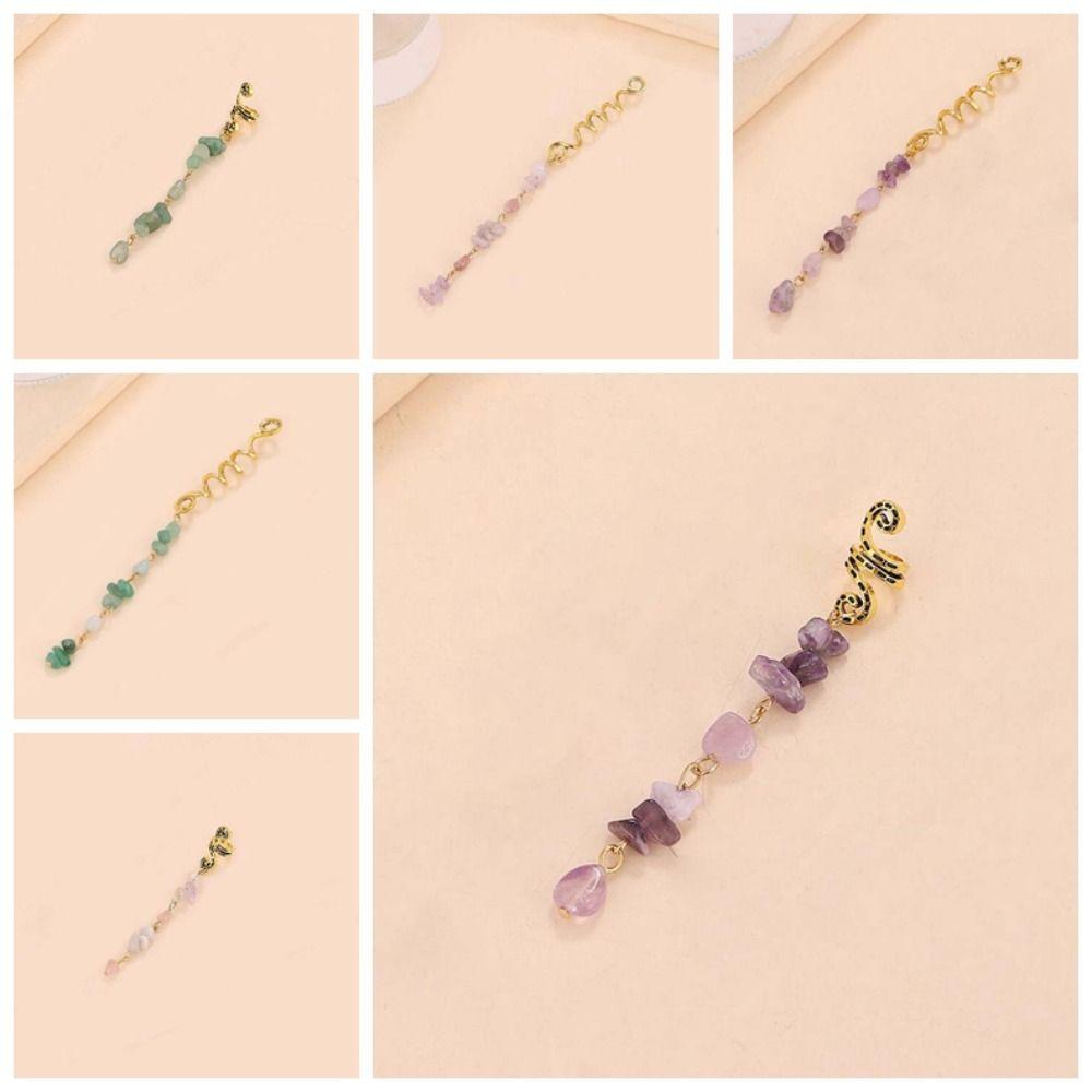 Styling Hair Accessories Dreadlock Hair Jewelry Hip-hop Long Tassel Colored Stone Pendant Sweet DIY Hair Charms