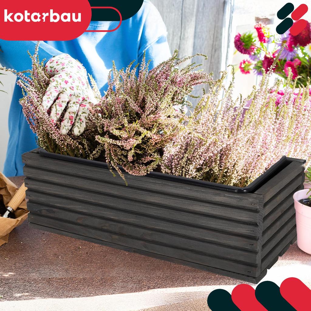 Kotarbau® Wooden Garden Planter Box For Terrace With Insert Anthracite 44 X 20 Cm