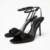 Luxury Satin High Heeled Sandals Women Sexy Round Toe Naked Strap Elegant Summer Party Shoes Fashion Wedding Bridal Heels Pumps