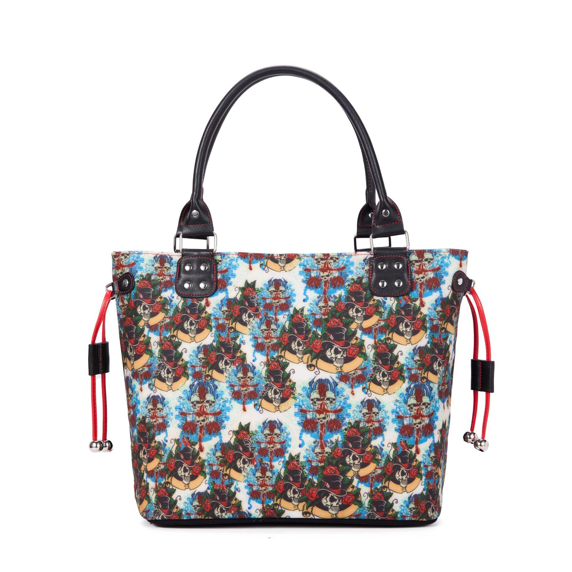 

Fashion Skull Print Handbag Women Creative Personality Large Capacity Underarm Bag Ladies Whimsical Lightweight Commute Tote Bag 31x35x16cm