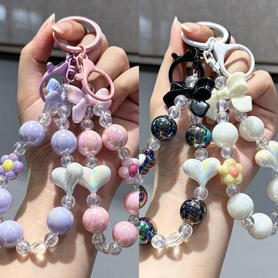 7color Ribbon Bead Cell Phone Bag Hook Keychain