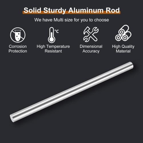 uxcell Aluminum Round Bar, 6061 Aluminum Rod, 12.7mm Diameter, 300mm Length, Lathe Solid Rod, Metal Bar for RC Aircraft Model Cars, DIY Crafts, Pack o
