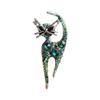 European and American Retro Rhinestone Kitten Brooch - High-End Designer Pin for Women