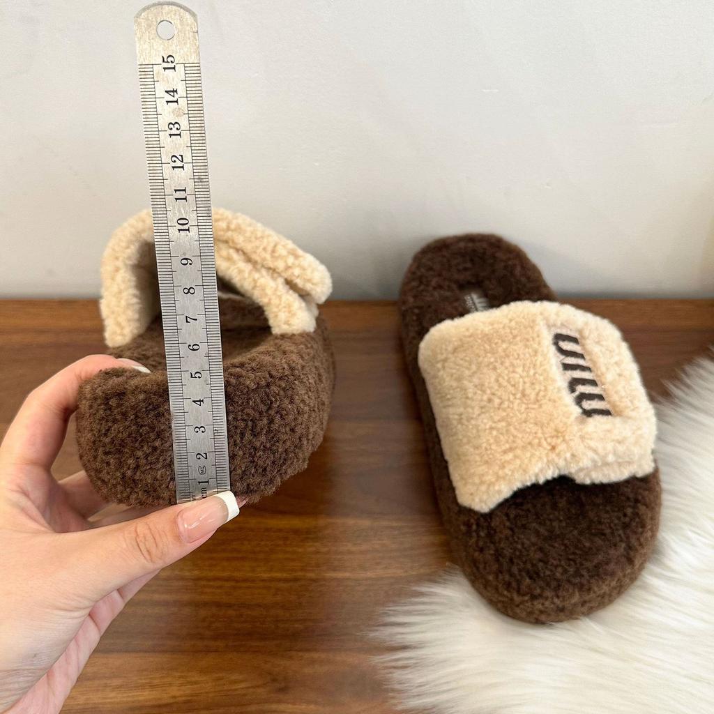 Thick Bottom Fluffy Slippers Women Wear 2025 New Autumn and Winter Lamb Fluffy Internet Celebrity Fashion Home Cotton Slippers