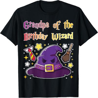 Grandpa of Birthday Wizard 9th Birthday Magic Theme Party T-Shirt
