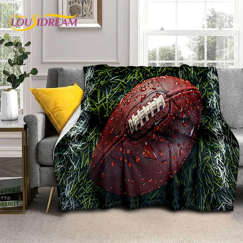 Rugby Field Rugby 2025 Style New American Football Cartoon Soft Blanket,Soft Throw Blanket for Home Bedroom Bed Sofa Travel Kids
