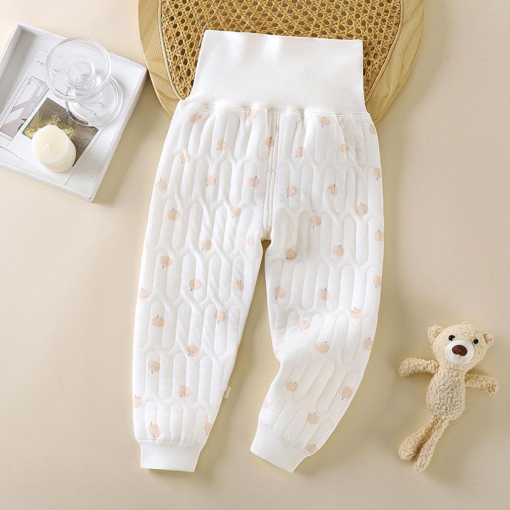Baby Stepphose mit hohem Bund aus Baumwolle mit Bauchschutz - Warm, Kälteschutz, Antibakteriell (Herbst Winter)