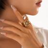 Kalter Wind Legierungsring Unregelmäßig Kreativ Quadratisch Hohl Ringset Neue Mode Persönlichkeit Literarischer Retro-Stil Leichter Luxus Pendler Damenring