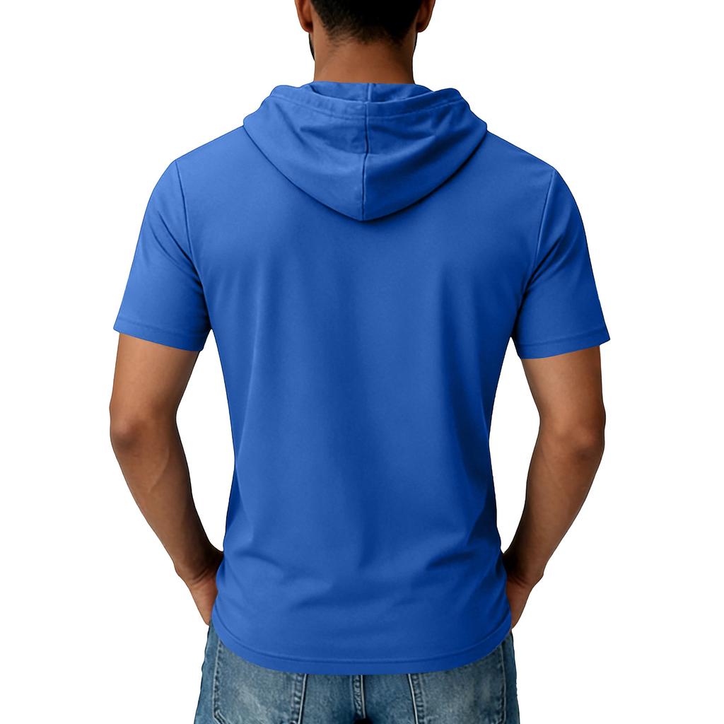 Men's Hooded Pocket Top Men's Casual Sports Quick Drying Short Sleeved Top