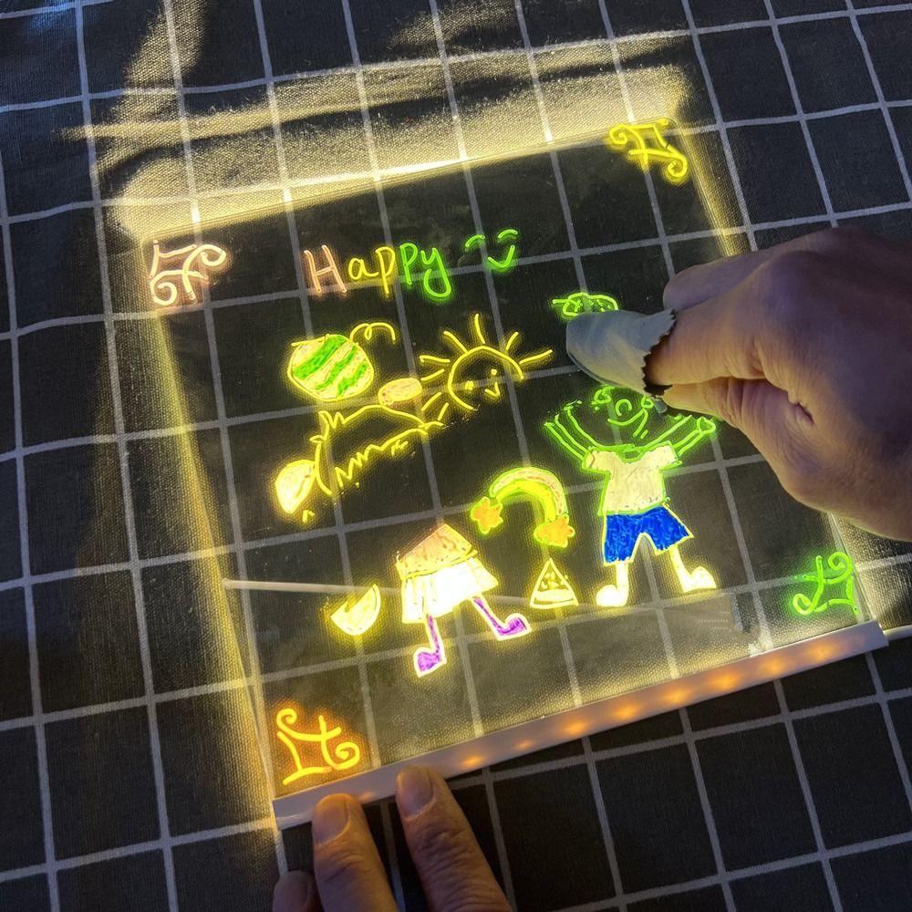 Acrylic Colorful LED Writing Board Erasable Kids Drawing Board USB Message Board  DIY
