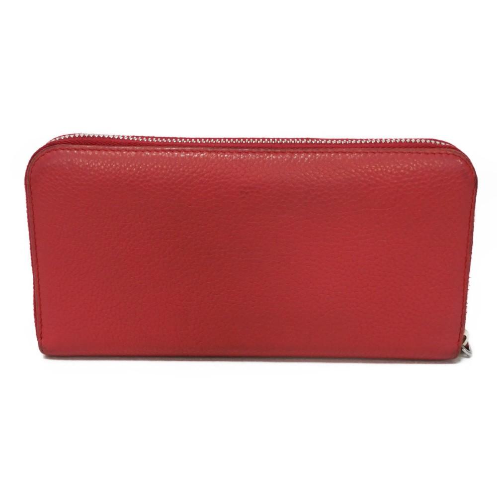 Used 11569 Vitello Phoenix Zip Around Wallet 1ML506 2E8V F001 7940 Red Zip Around Logo Metal Rosso Unisex from Japan
