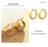 European & American Cold Style Double U-Shaped Titanium Steel Earrings, 18K Gold Plated, Women's Personality, Hong Kong Temperament - F375