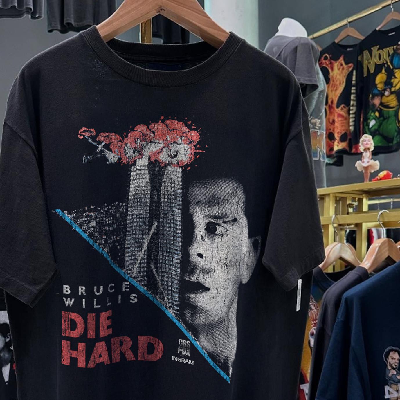 90s Die Hard Bruce Willis Promo T-Shirt Black XXL M