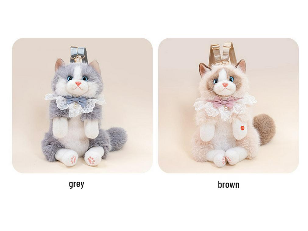 Meowing Cat Plush Backpack with Sound