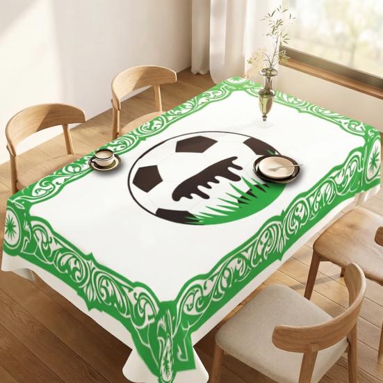 Soccer Tablecloth for Birthday Party Decoration, Soccer Ball Field Rectangle Table Cover for Dining Room, Game Day Sports Party Supplies