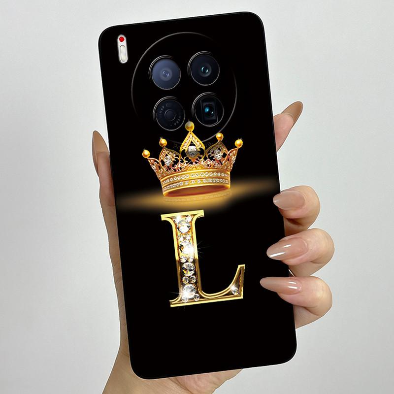 For Tecno Camon 40 Premier 5G CM8 Phone Cases Crown Initial Letter Covers Soft Liquid Silicone Advanced Anti Fingerprint Shell
