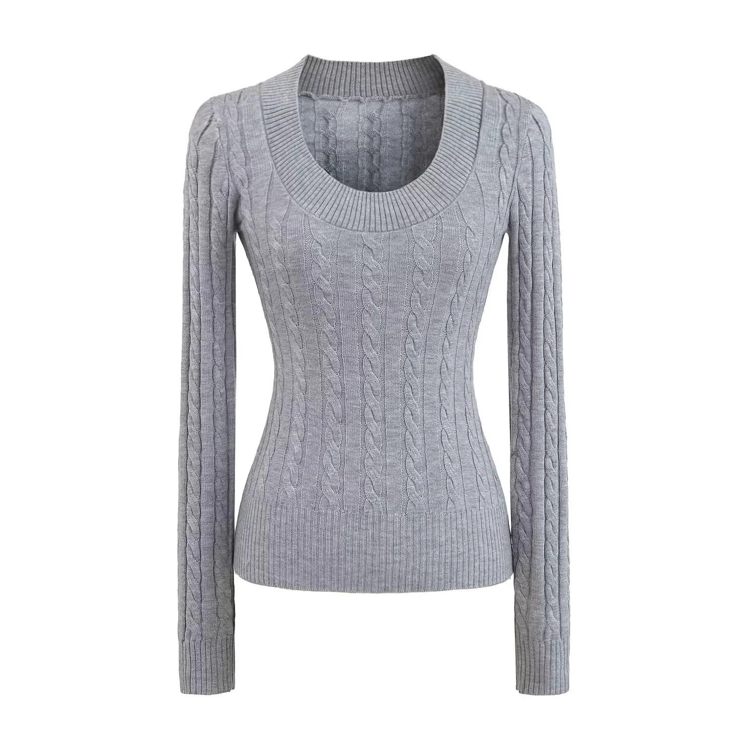 

Приталенный свитер крупной вязки с U-образным вырезом для женщин Large